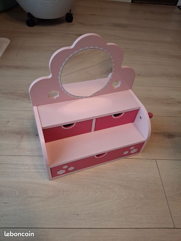 Boîte à bijou enfant en bois avec miroir (image 1)