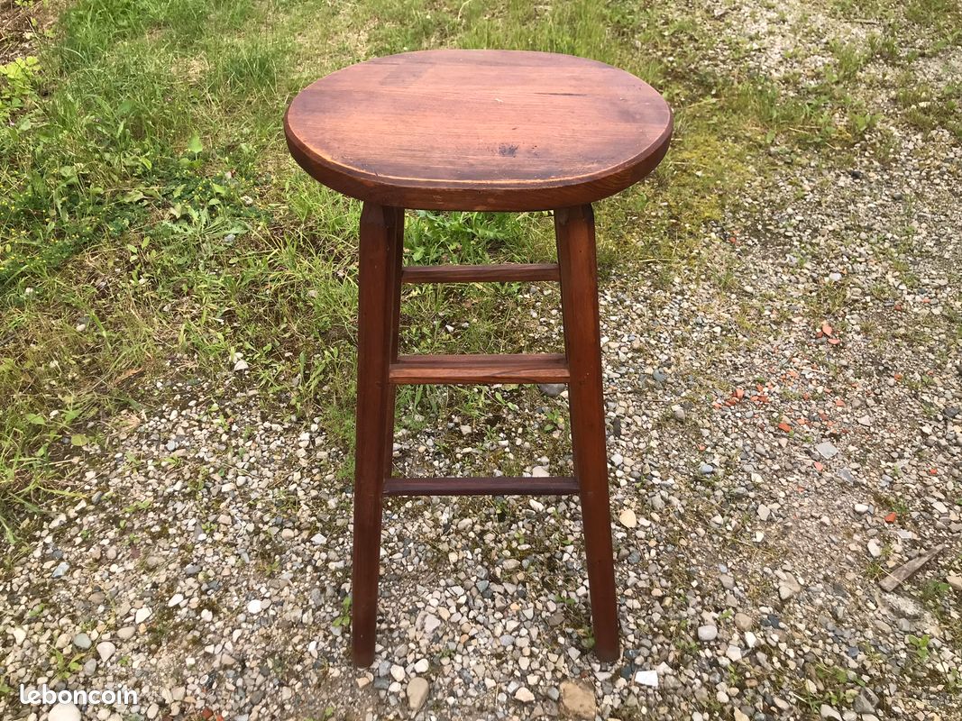Ancien tabouret haut de bar en bois mange debout (image 1)