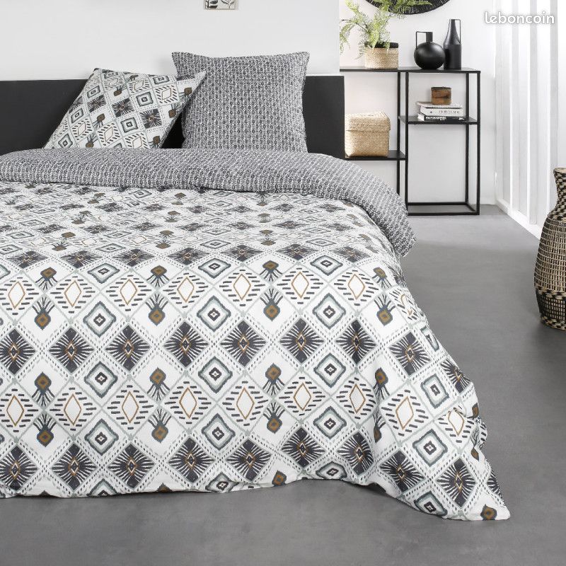 LIQUIDATION - Parure de lit double "Sunshine" en coton imprimé motifs tribals - Multicolore - 220 x (image 1)