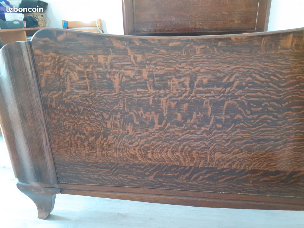 Vends lit de 140 style Art déco, époque 1930/40 en chêne massif verni (image 5)