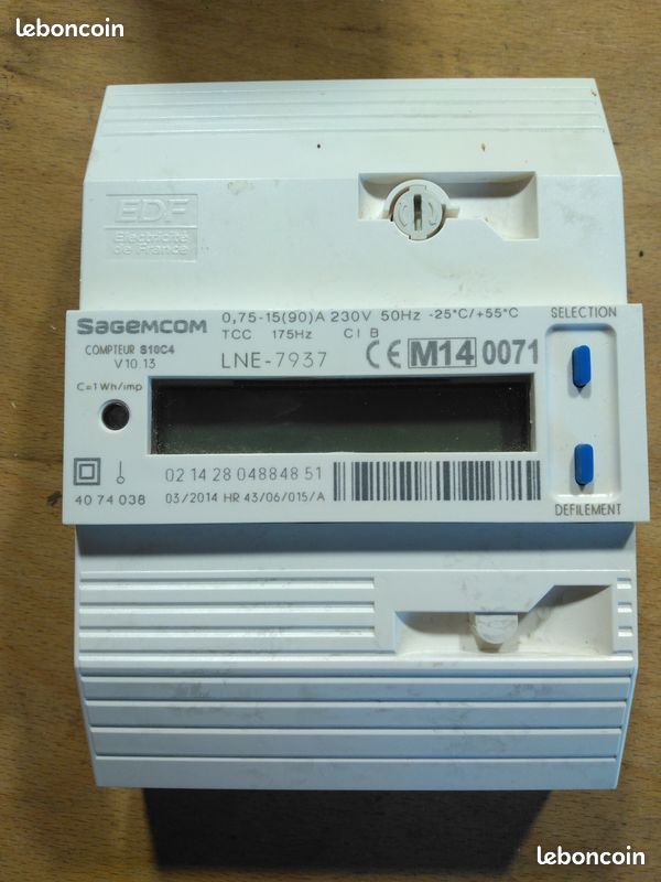 Compteur électrique Monophasé CBE Sagem – 230V, D'occasion Mais En Bon état