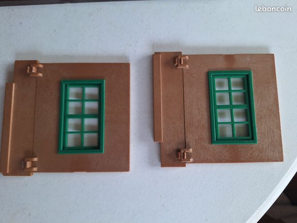PLAYMOBIL vintage western maisons mur arrière bleu / banque 3421 3422 #1