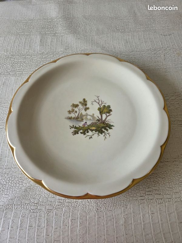 Assiette Sarreguemines Médaille D'or 1844 Ancienne Vintage - 22.4 Cm Fleur (image 1)