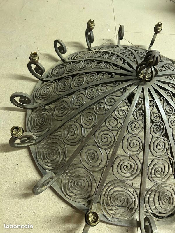 Pairelustre ancien en fer forgé des année 1900 (image 6)