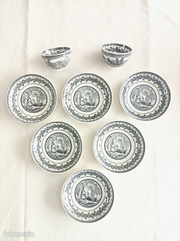 Lot de 6 coupelles et 2 tasses Cappellemans, Jemmapes (image 2)