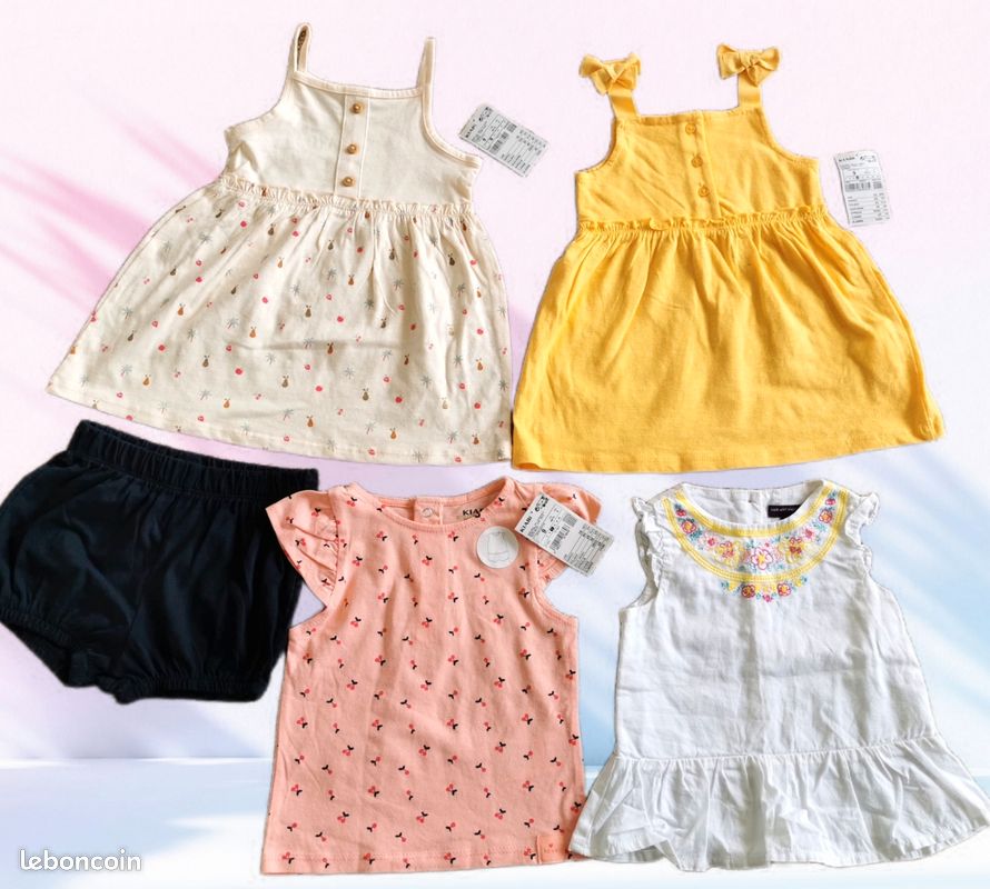 Lot vêtements Neufs été-bébé 9 mois- 100% coton biologique (image 1)