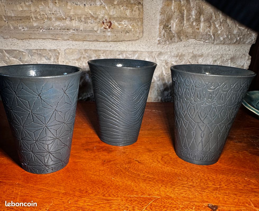 Lot de tasse à thé artisanal + coupelle (image 2)