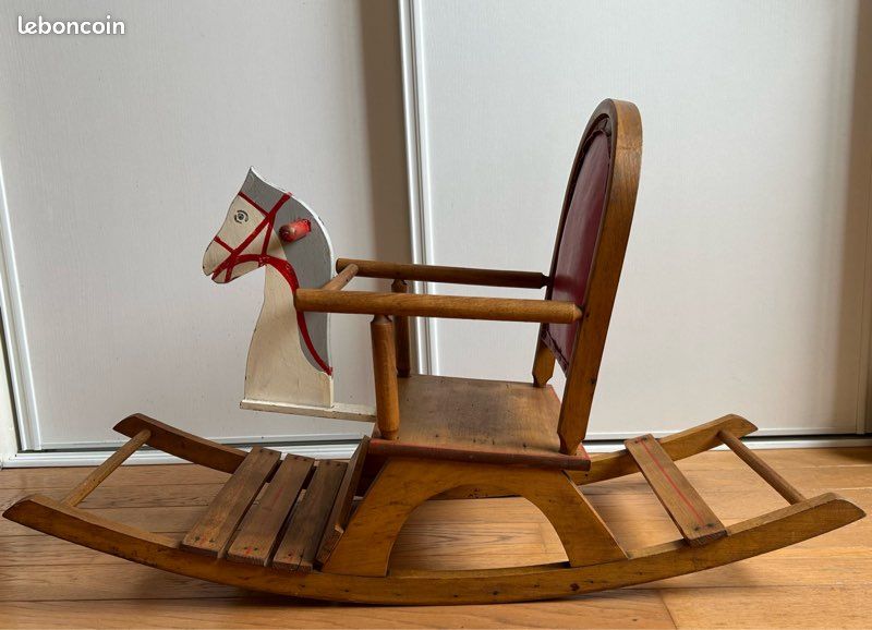 Cheval à Bascule Ancien En Bois Des Années 1950 - Jouet Vintage