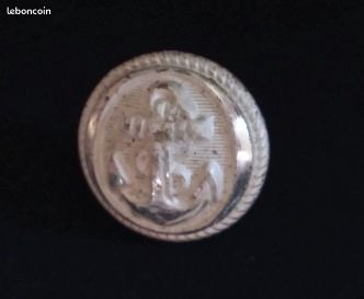 Bouton d'uniforme de la marine nationale - Argenté blanchi 14 mm (image 1)