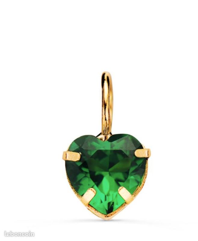 Pendentif Coeur Vert Or 18 carats 6mm Montres Bijoux