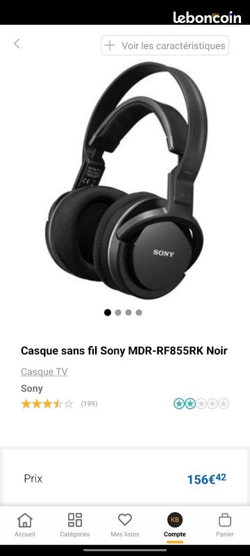Cuffie Sony Mdr 855 Casque Sans Fil Sony MDR-RF855RK Noir Photo