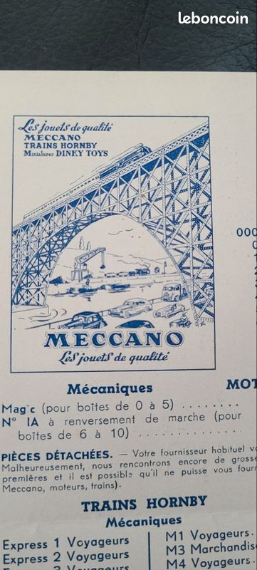 Flyer Publicitaire Dinky Meccano 1951 - Tarif Original, Collection Vintage, Bon état