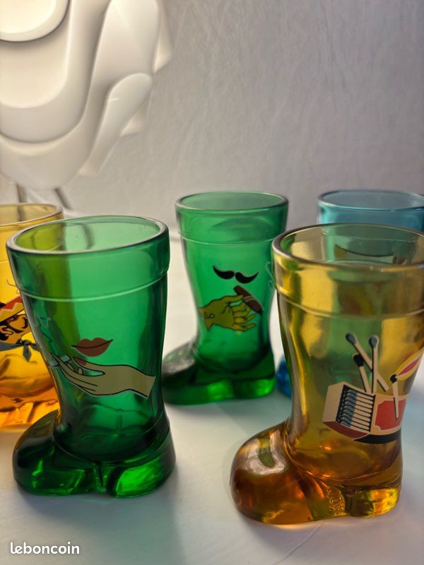 Set de 6 Verres à vin Vintage colorés pour fêtes et mariages