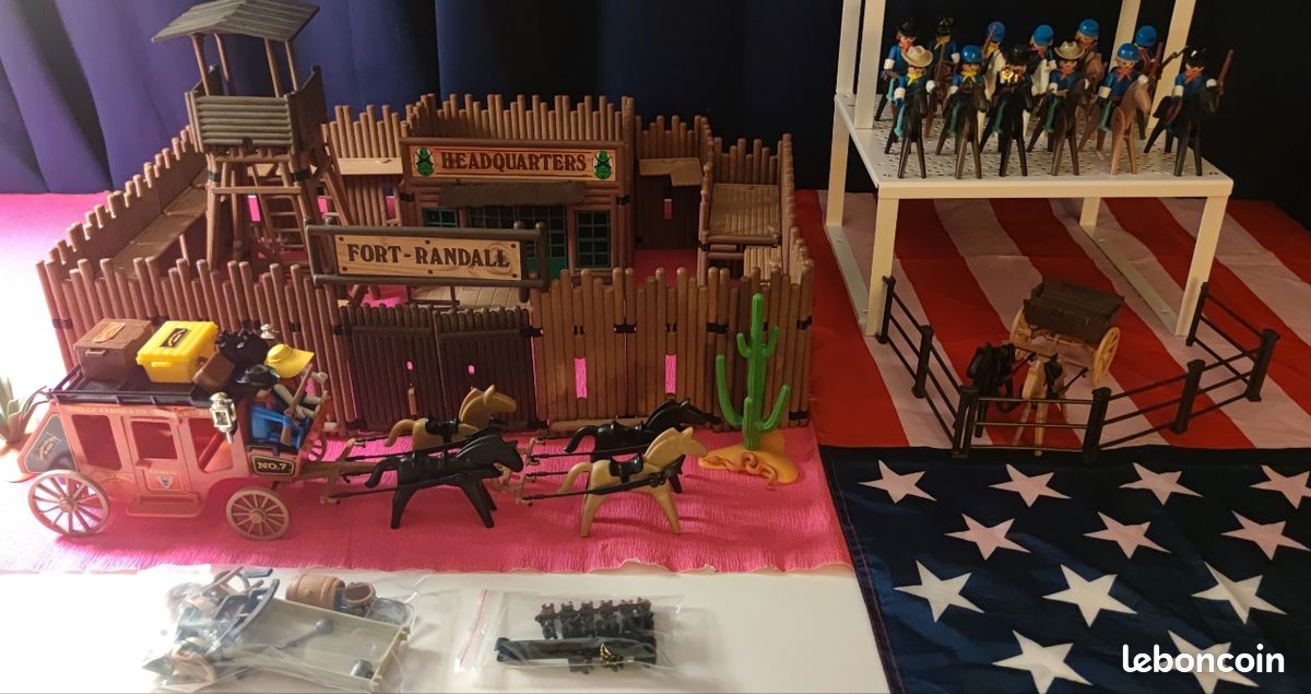Playmobil 3419 western nordiste soldat fort randall far west avec boîte origine rare - Jeux & Jouets