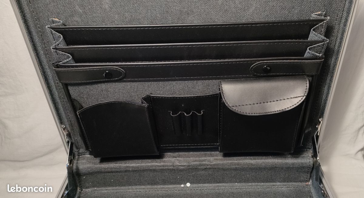 Mallette Aluminium Noire 330x230x150mm - Valise Outils Robuste Avec Bandoulière Et Serrures