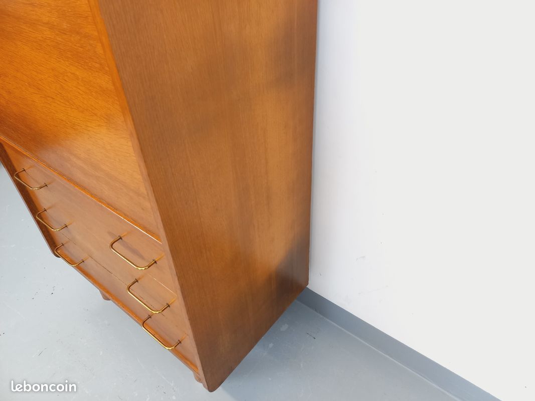 Meuble de rangement secrétaire vintage en bois de chêne des années 50 60 (image 5)
