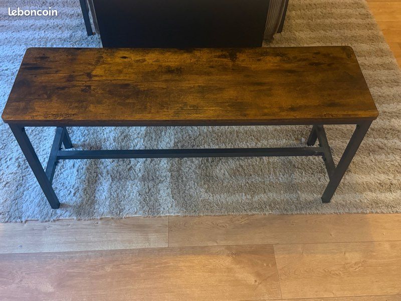 Lot de 2 bancs en bois foncé (image 2)