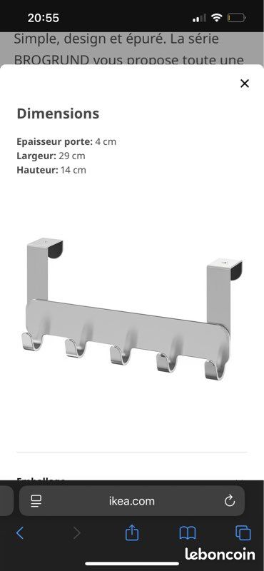 Porte manteau / patère pour porte (image 1)