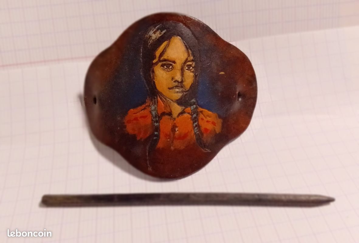 Attache cheveux, artisanal, en cuir véritable (image 3)