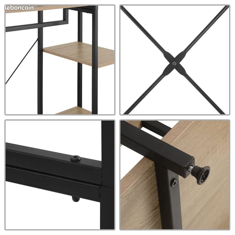Penderie Bois + Acier Dressing Chambre 201 cm - Industriel (image 4)