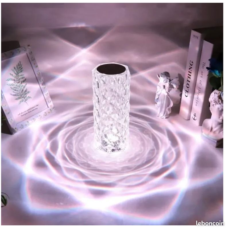 SOBEAU Lampe De Table Cristal LED RGB - Lumière Ambiance Diamant 16 Couleurs - Commande Tactile + Télécommande - Chevet Chambre Fête Noël