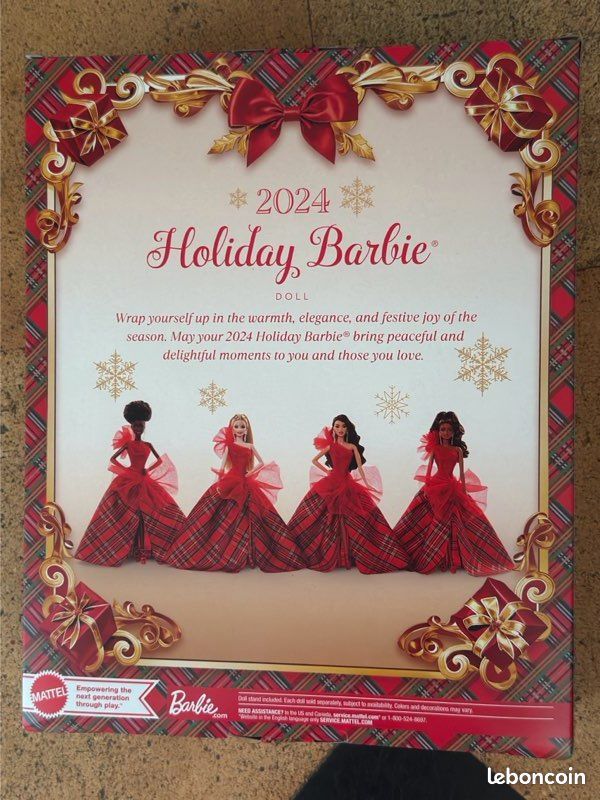 NEUF Poupée Barbie signature brune métisse Noël 2024 rouge coffret robe carreaux noeud (image 4)