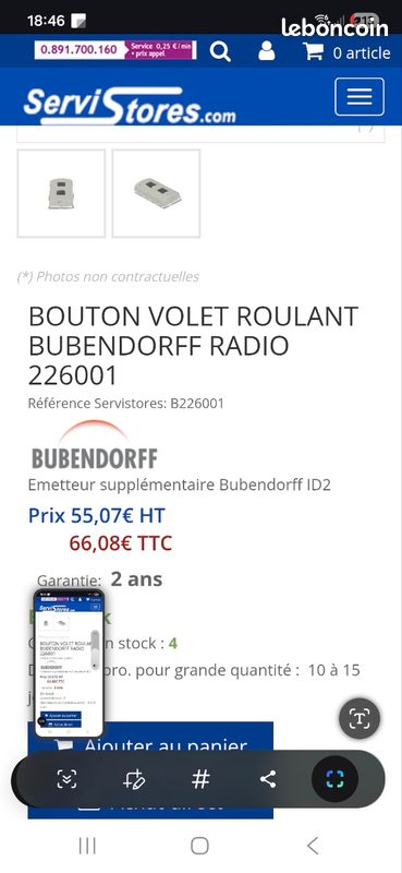 Télécommande volet roulant bubendorff (image 2)