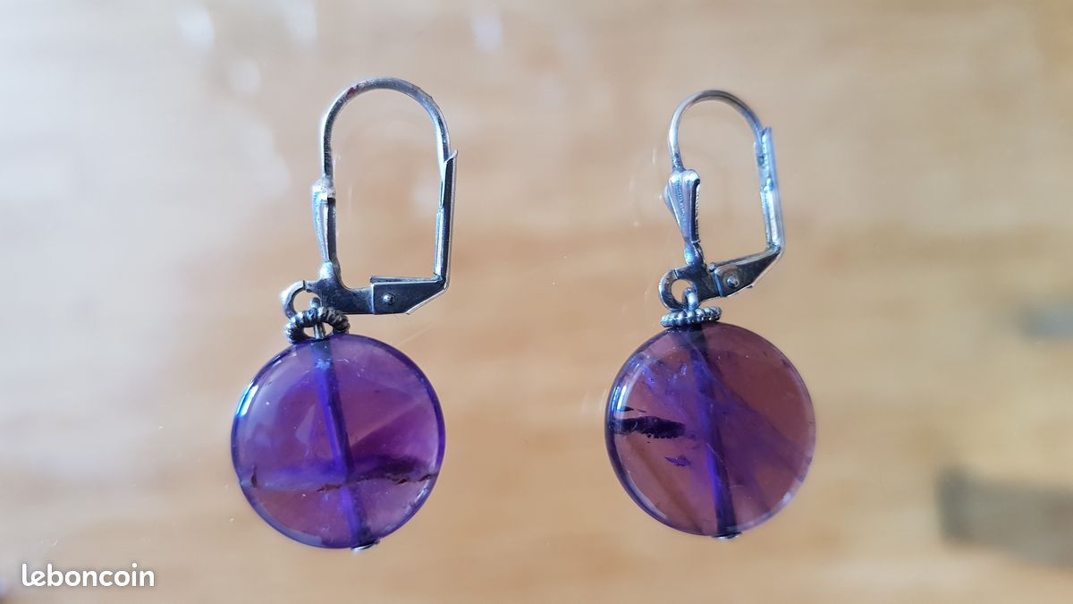 Boucles d'oreilles en améthyste naturelle (image 1)