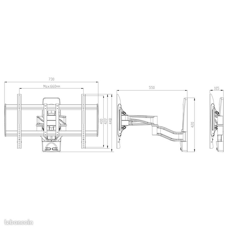 – INOVU A6041, Support mural pour écran plat de 32 à 65, Neuf, Garantie (image 2)