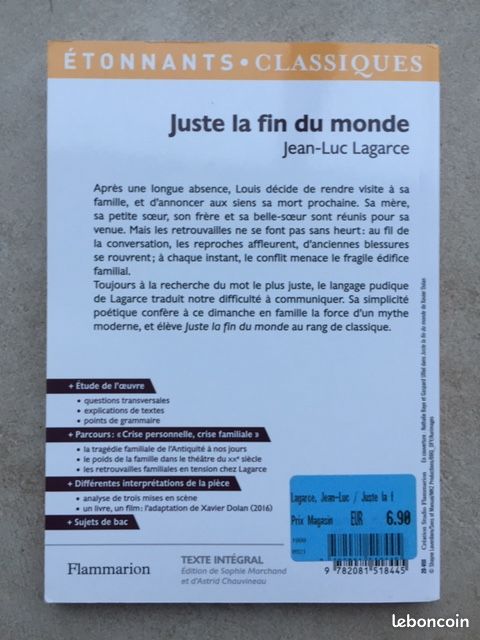 Livre "Juste la fin du monde" édition Bac (image 2)