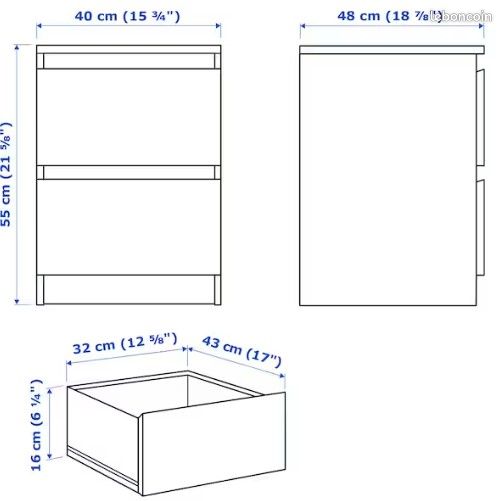 Commode 2 tiroirs blanc IKEA "MALM" (image 6)