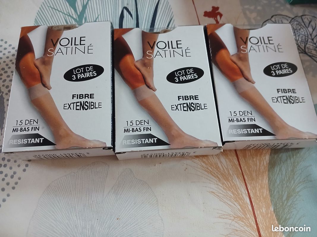 Lot De 3 Boîtes De 2 Collants Voile 15 Deniers - Taille 1, Couleur Castor - Neuf Avec étiquettes