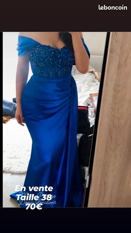 Robe De Soirée Longue Noire Dentelle Taille 38 - Sans Marque, Occasion Très Bon état