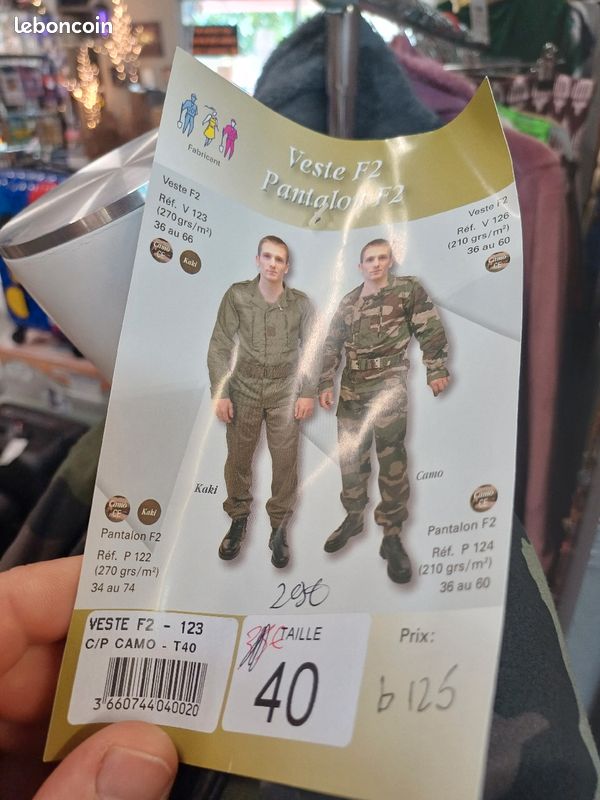 Veste destockage militaire camo homme taille 40 homme Vêtements