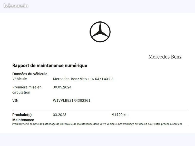 Mercedes Vito 116 CDI Fourgon Long L2 163ch BVA LED 31500HT Gar (image 20)