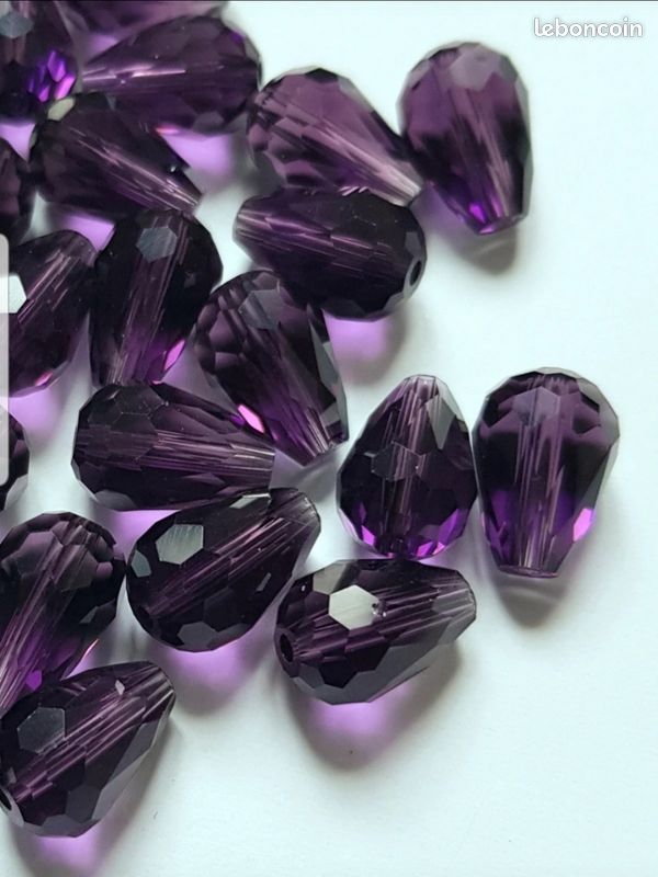 Lot De 5 Perles En Verre Motif Fleur - Bleu, Vert, Marron, Rouge, Violet | Neuf Pour Création Bijoux
