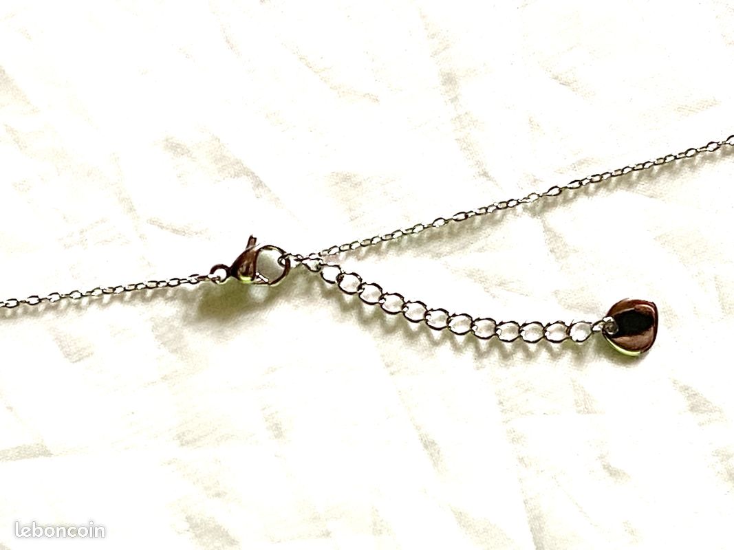 Collier Pendentif Argent Et Améthyste Années 1990 - Longueur 40 Cm - Qualité Rétro