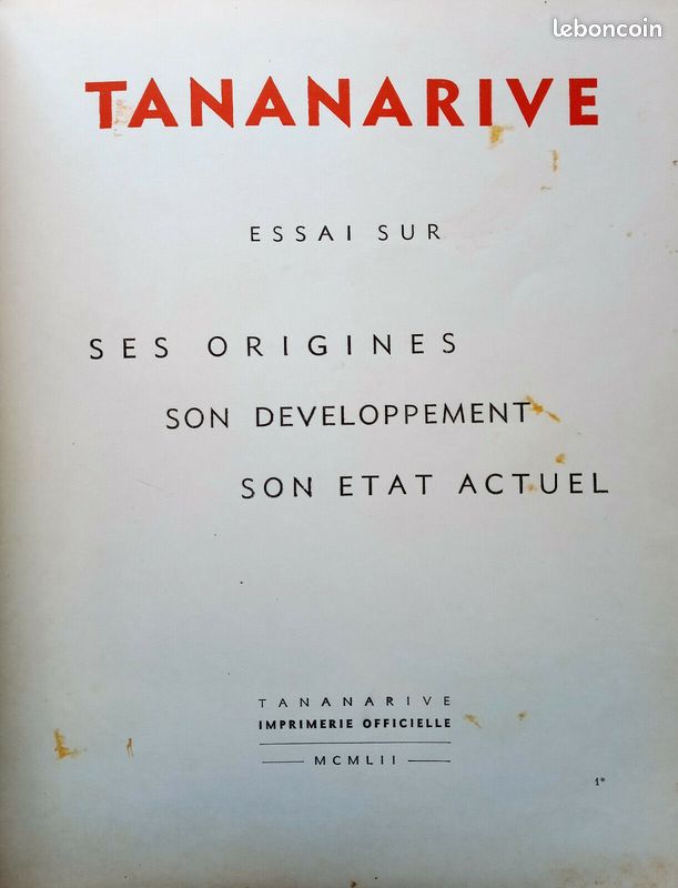 Tananarive,Essai sur ses origines, son développement actuel 1952 (image 3)