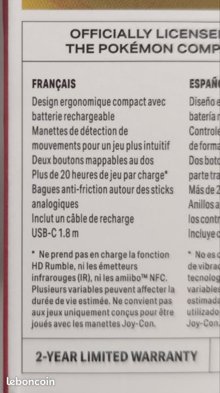 Manette sans fil Pokémon Nano Nintendo Switch neuve (image 7)