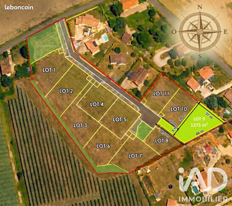Terrain 1275 m² · à Bressols · 1 275 m² · 135 000 €
