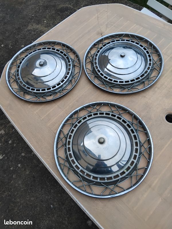 PEUGEOT 403 404 LOT de 3 ENJOLIVEURS ROBERGEL ACCESSOIRE ROBRI RAYON (image 1)