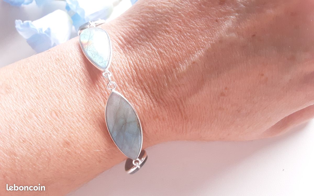 Superbe bracelet en pierre naturelle Labradorite pièce unique (image 19)
