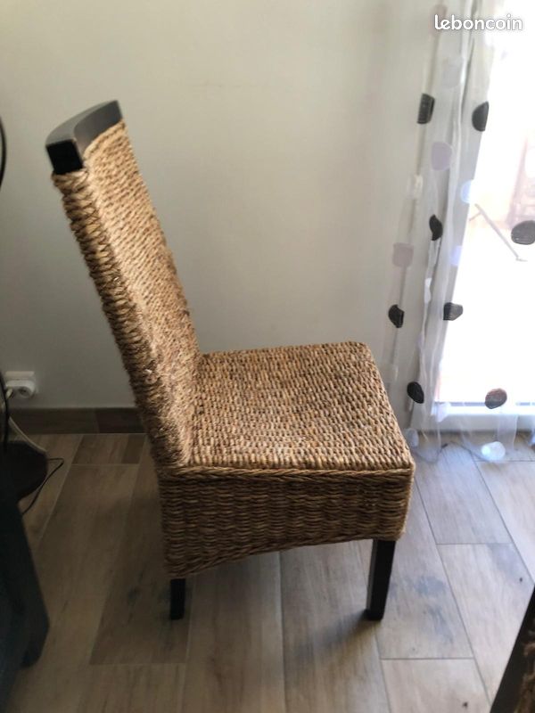 8 chaises en abaca tresse et mahogany massif (image 2)