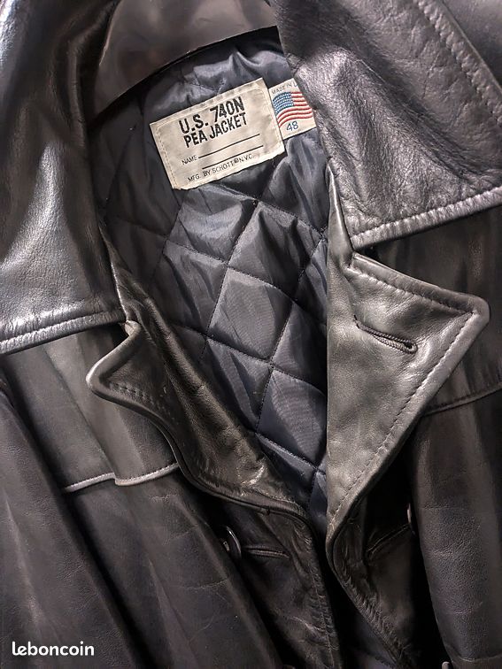 SCHOTT caban cuir noir T 48 Vêtements