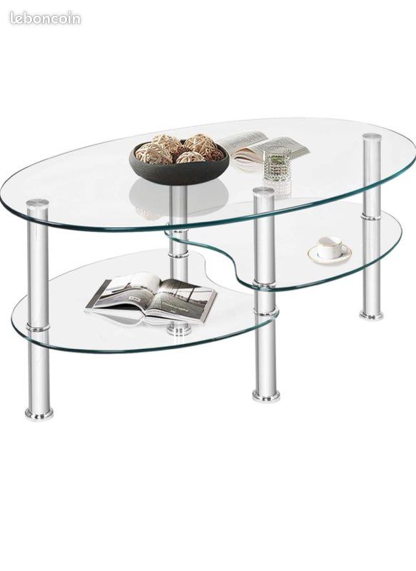 Table basse en verre trempé ovale (image 5)