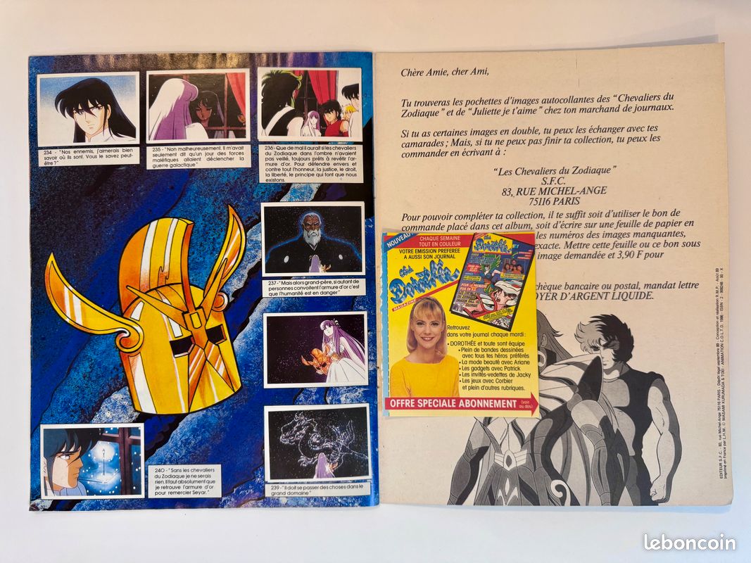 PANINI SFC POSTER les chevaliers du zodiaque saint seiya
