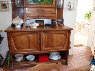 Buffet vaisselier art nouveau deux corps avec vitraux (image 2)