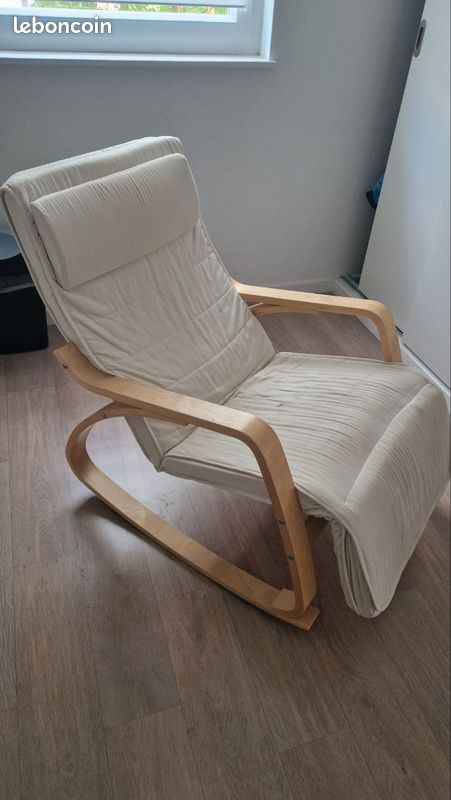 Fauteuil à Bascule, avec Accoudoirs en Bois, Repose-pieds Réglable (image 1)