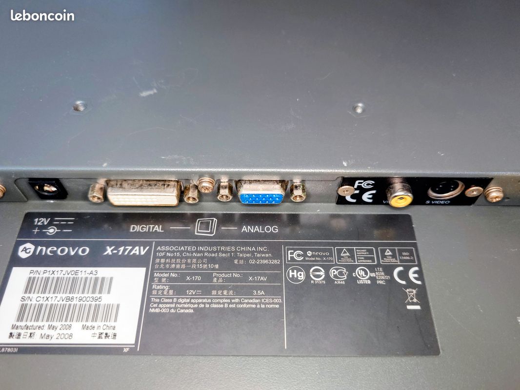 Moniteur Ecran NEOVO X-17AV Noir Analogique et NUmérique (image 2)
