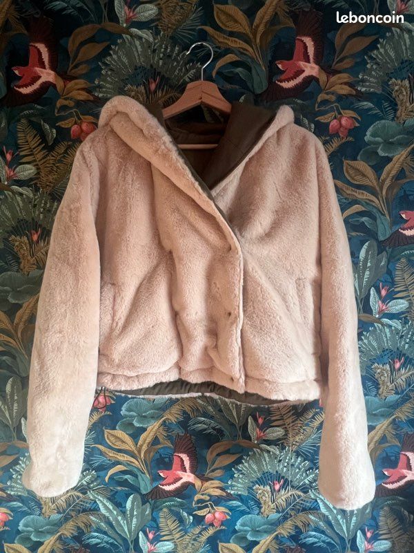 Doudoune toute douce beige crème et kaki réversible - Pimkie - Taille S oversize (image 1)